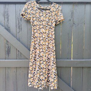 Vintage Dawn Joy 90s/Y2K Floral Button Down Corset Lace Back Floral Dress
